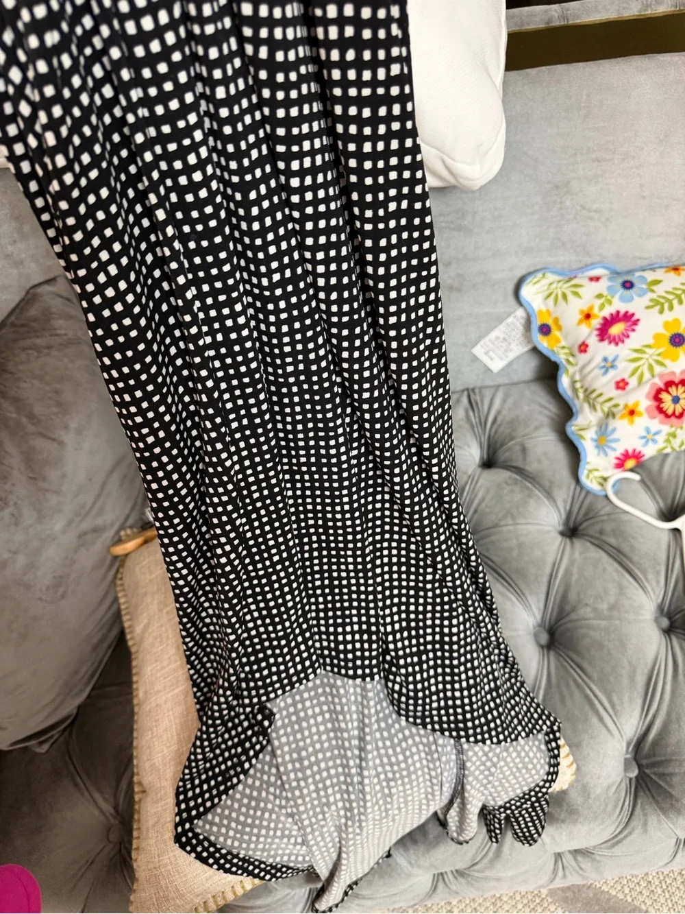 Michael Kors Black and White Dotted Wrap Midi Dress